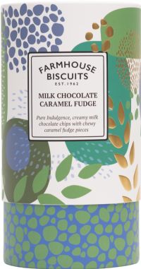 FARMHOUSE BISCUITS Milk Chocolate Caramel Fudge Biscuits in Abstract Tube 150g