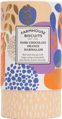FARMHOUSE BISCUITS Dark Chocolate Orange Marmalade Biscuits in Abstract Tube 150g