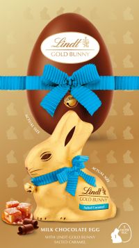 LINDT Gold Bunny Egg - Milk Chocolate / Salted Caramel 195g