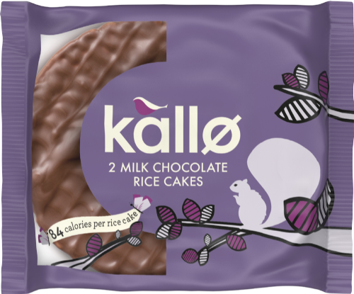 KALLO Milk Chocolate Topped Rice Cakes Twin Pack 33g