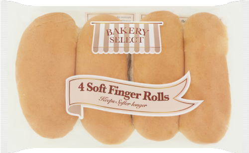 BAKERY SELECT 4 Soft Finger Rolls 250g