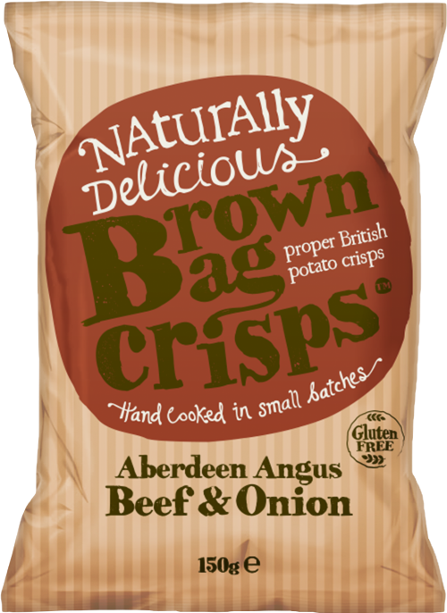 Holleys Fine Foods | BROWN BAG CRISPS Aberdeen Angus Beef & Onion 40g