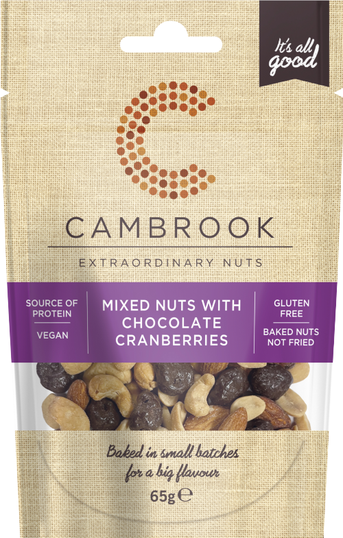 CAMBROOK Mixed Nuts with Chocolate Cranberries 65g