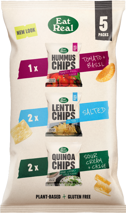 EAT REAL Multipack Hummus, Lentil & Quinoa Chips 98g