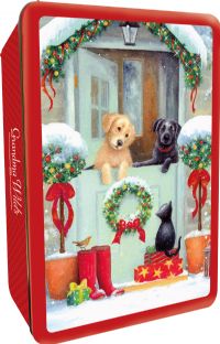 GRANDMA WILD'S Assorted Biscuits in Embossed Puppies at the Gate Tin 300g