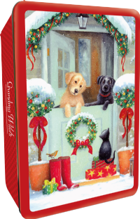 GRANDMA WILD'S Assorted Biscuits in Embossed Puppies at the Gate Tin 300g