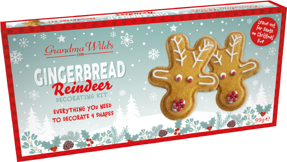 Holleys Fine Foods GRANDMA WILD'S Gingerbread Reindeer Decorating Kit 99g