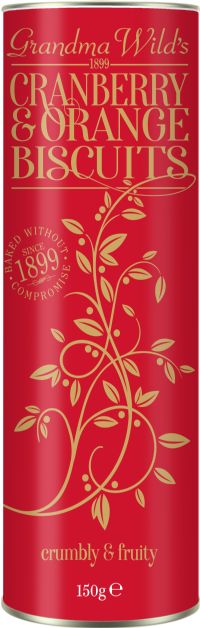 GRANDMA WILD'S Cranberry & Orange Biscuits in Ornate Tube 150g
