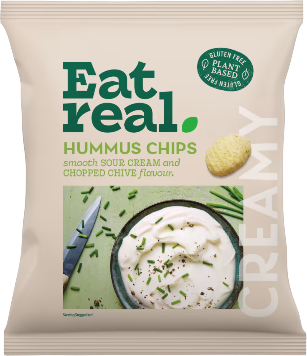 EAT REAL Hummus Chips - Smooth Sour Cream & Chopped Chive Flavour 45g