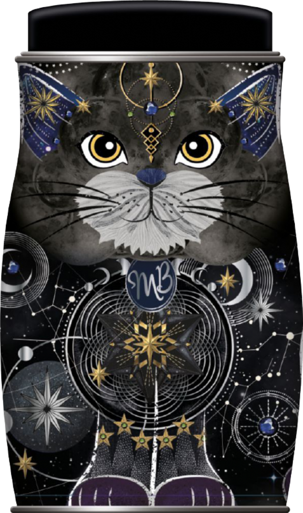 Monty Bojangles Cookie Moon Truffles in Cosmic Blink Black Cat Tin 135g