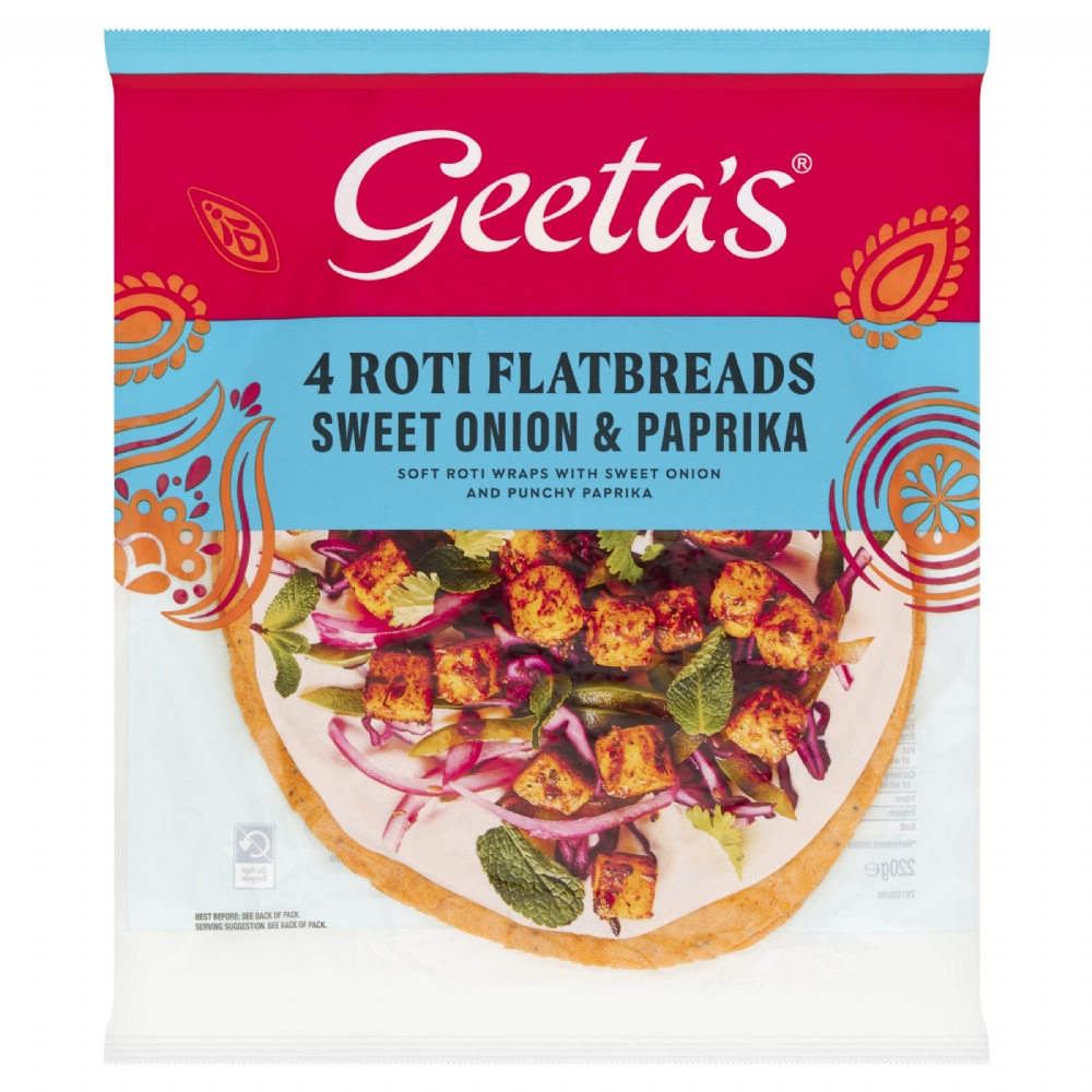 Geeta's 4 Roti Flatbreads - Sweet Onion & Paprika 220g