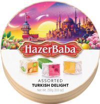 HAZER BABA Assorted Turkish Delight - Wooden Drum 250g