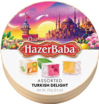 HAZER BABA Assorted Turkish Delight - Wooden Drum 250g