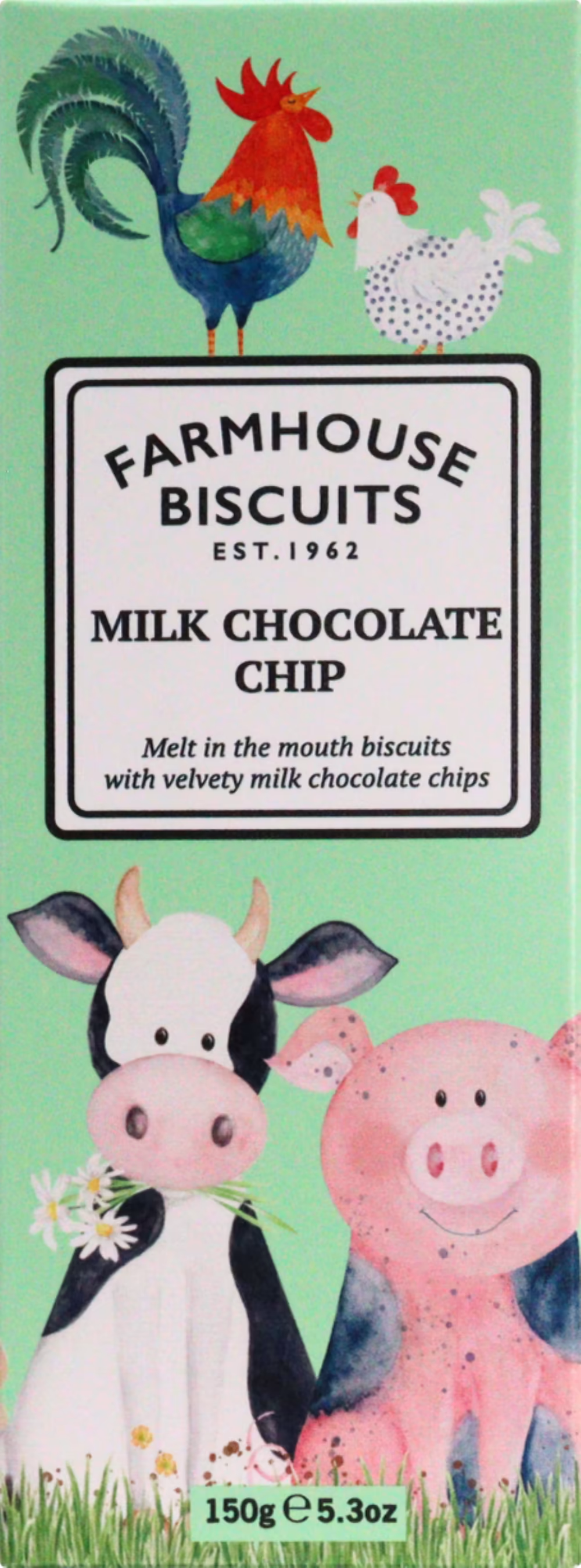 FARMHOUSE BISCUITS Milk Chocolate Chip Biscuits in Farmyard Carton 150g