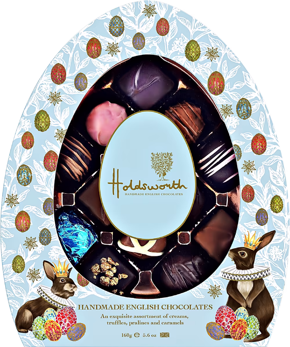 HOLDSWORTH Handmade English Chocolate Assortment - Egg Shaped Box 160g
