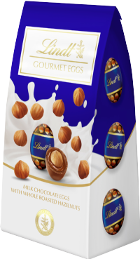 LINDT Milk Chocolate Gourmet Eggs with Roasted Hazelnuts 130g