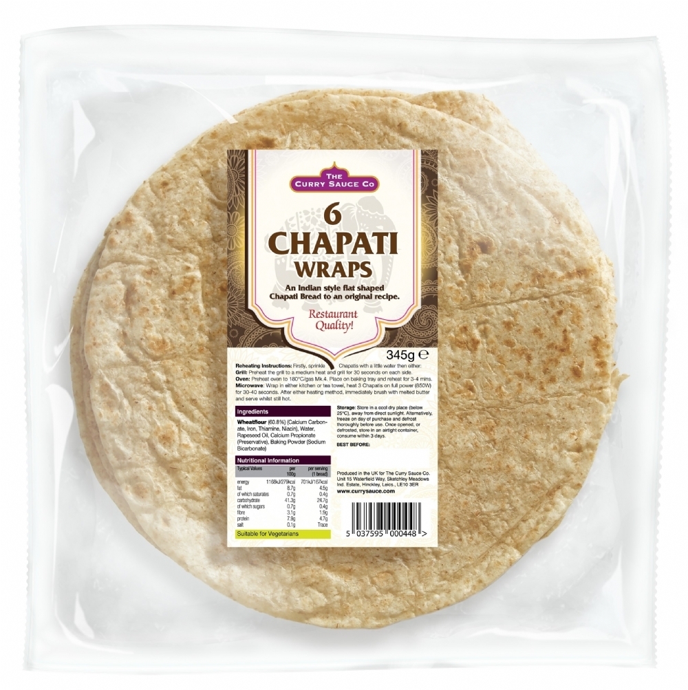 THE CURRY SAUCE CO. 6 Chapati Wraps 345g (5037595000448)