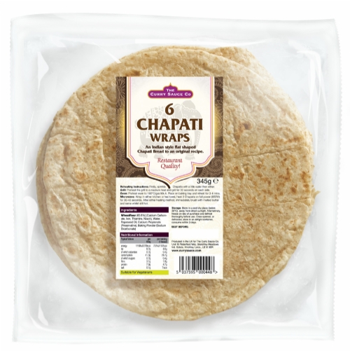 THE CURRY SAUCE CO. 6 Chapati Wraps 345g