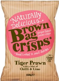 BROWN BAG CRISPS Tiger Prawn with a Hint of Chilli & Lime 150g