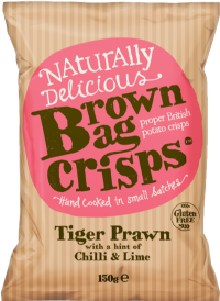 BROWN BAG CRISPS Tiger Prawn with a Hint of Chilli & Lime 150g