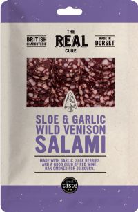 THE REAL CURE Sloe & Garlic Wild Venison Salami - Sliced 55g