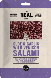 THE REAL CURE Sloe & Garlic Wild Venison Salami - Sliced 55g