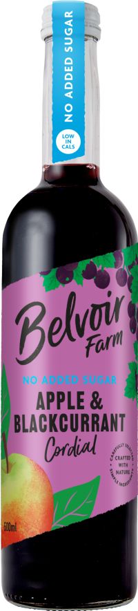 BELVOIR No Added Sugar Apple & Blackcurrant Cordial 500ml
