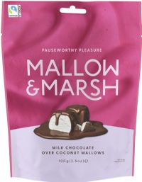 MALLOW & MARSH Milk Chocolate Coated Coconut Marshmallows - Bag 100g