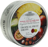 SIMPKINS Travel Sweets - Sugar Free Tropical Fruit Drops 150g