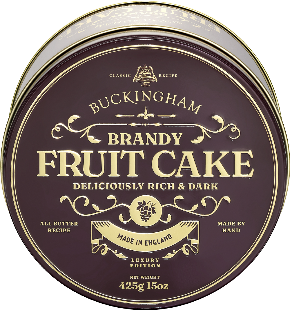 Buckingham Brandy Fruit Cake in Purple Vintage Gift Tin 425g