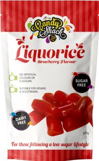 CANDY SHACK Strawberry Flavour Liquorice - Sugar Free 120g