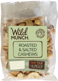 WILD MUNCH Roasted & Salted Cashews 125g