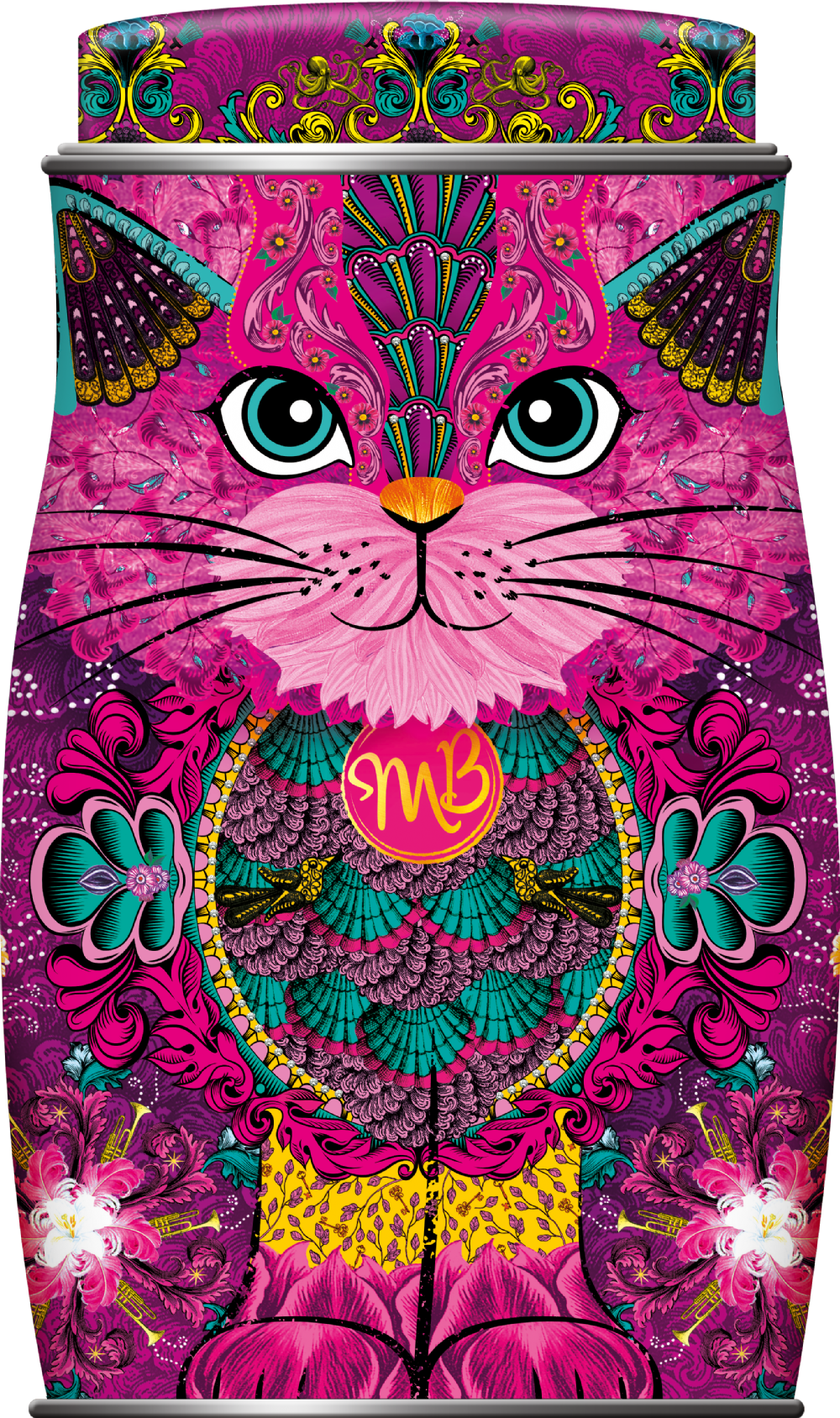 Monty Bojangles Choccy Scoffy Truffles in Persian Pink Cat Tin 135g