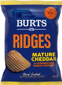 BURTS SNACKS Potato Chips Ridges - Mature Cheddar & Caramelised Onion Chutney 40g