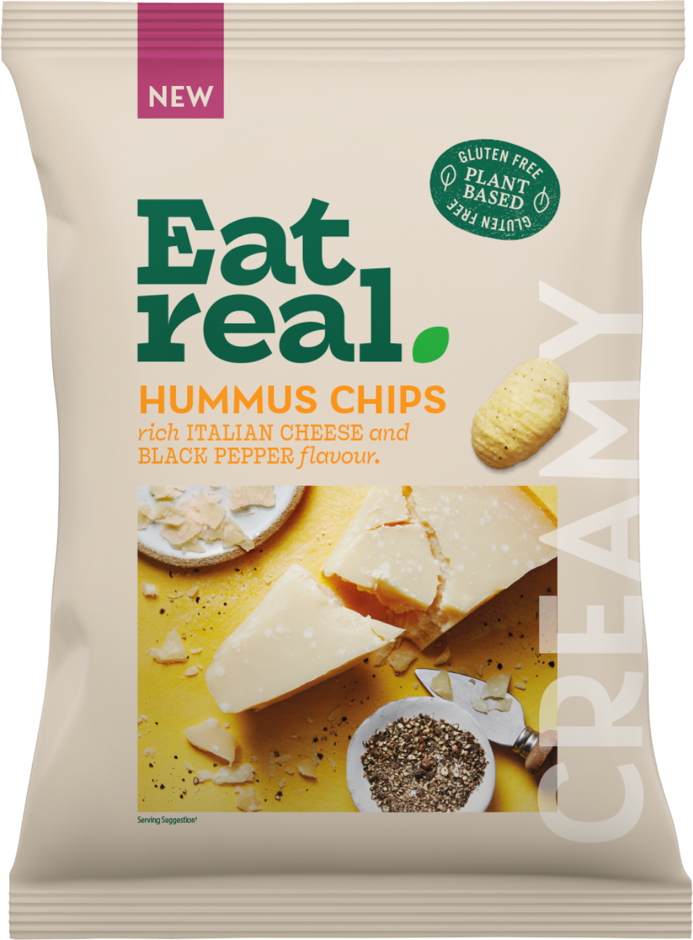 Eat Real Hummus Chips - Rich Italian Cheese & Black Pepper Flavour 110g