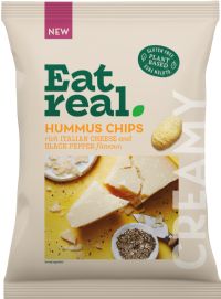 EAT REAL Hummus Chips - Rich Italian Cheese & Black Pepper Flavour 110g