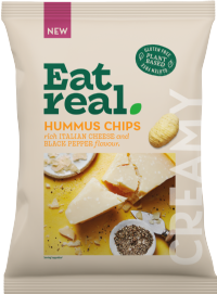 EAT REAL Hummus Chips - Rich Italian Cheese & Black Pepper Flavour 110g
