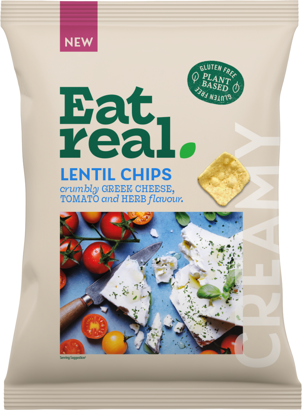 Eat Real Lentil Chips - Crumbly Greek Cheese, Tomato & Herb Flavour 95g