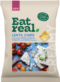EAT REAL Lentil Chips - Crumbly Greek Cheese, Tomato & Herb Flavour 95g