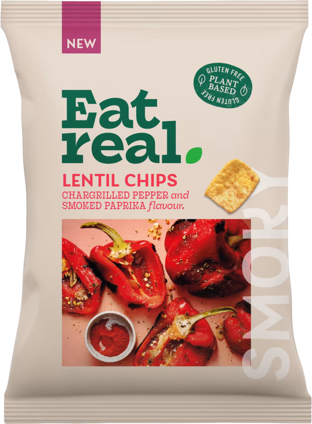 EAT REAL Lentil Chips - Chargrilled Pepper & Smoked Paprika Flavour 95g