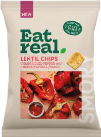 EAT REAL Lentil Chips - Chargrilled Pepper & Smoked Paprika Flavour 95g