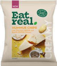 EAT REAL Hummus Chips - Rich Italian Cheese & Black Pepper Flavour 45g