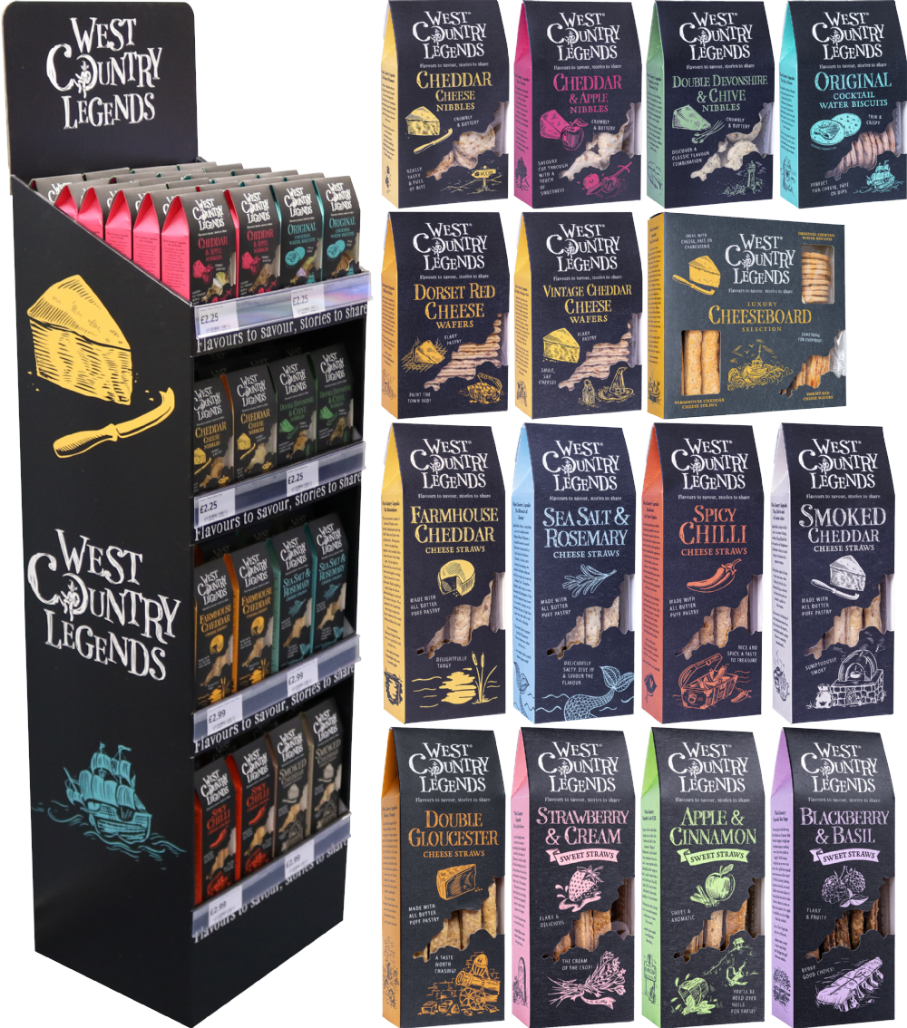 WEST COUNTRY LEGENDS Cardboard Display Unit with Stock to Fill