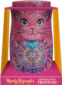 MONTY BOJANGLES Berry Bubbly Truffles in Shimmering Starlet Pink Cat Tin 135g