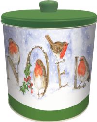 GRANDMA WILD'S Assorted Biscuits in Embossed Noel Robin Barrel Tin 300g