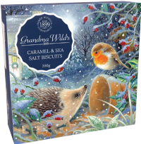 GRANDMA WILD'S Caramel & Sea Salt Biscuits - Hedgehog & Robin Box 200g