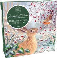 GRANDMA WILD'S Triple Chocolate Chip Biscuits - Hare & Robin Box 200g