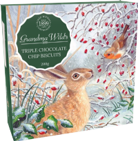 GRANDMA WILD'S Triple Chocolate Chip Biscuits - Hare & Robin Box 200g