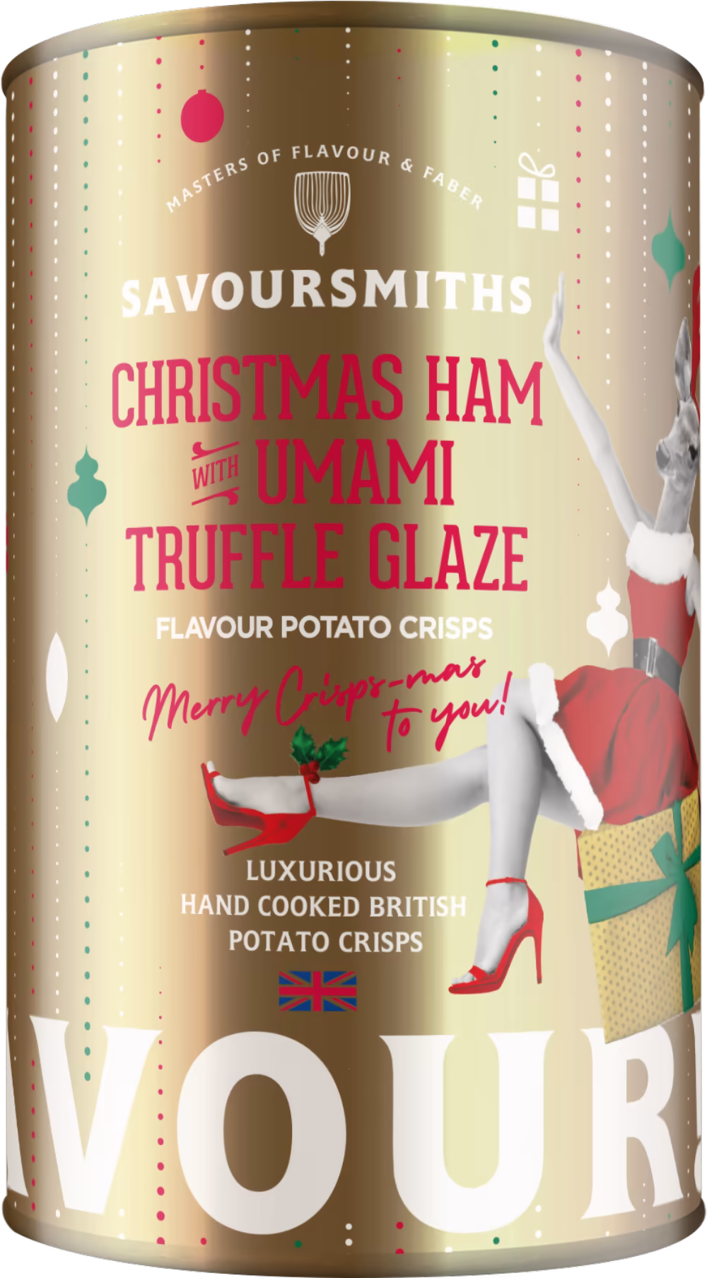 SAVOURSMITHS Christmas Ham with Umami Truffle Glaze Potato Crisps - Tin 100g