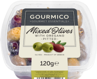 GOURMICO Pitted Greek Mixed Olives with Oregano - Deli Pot 120g